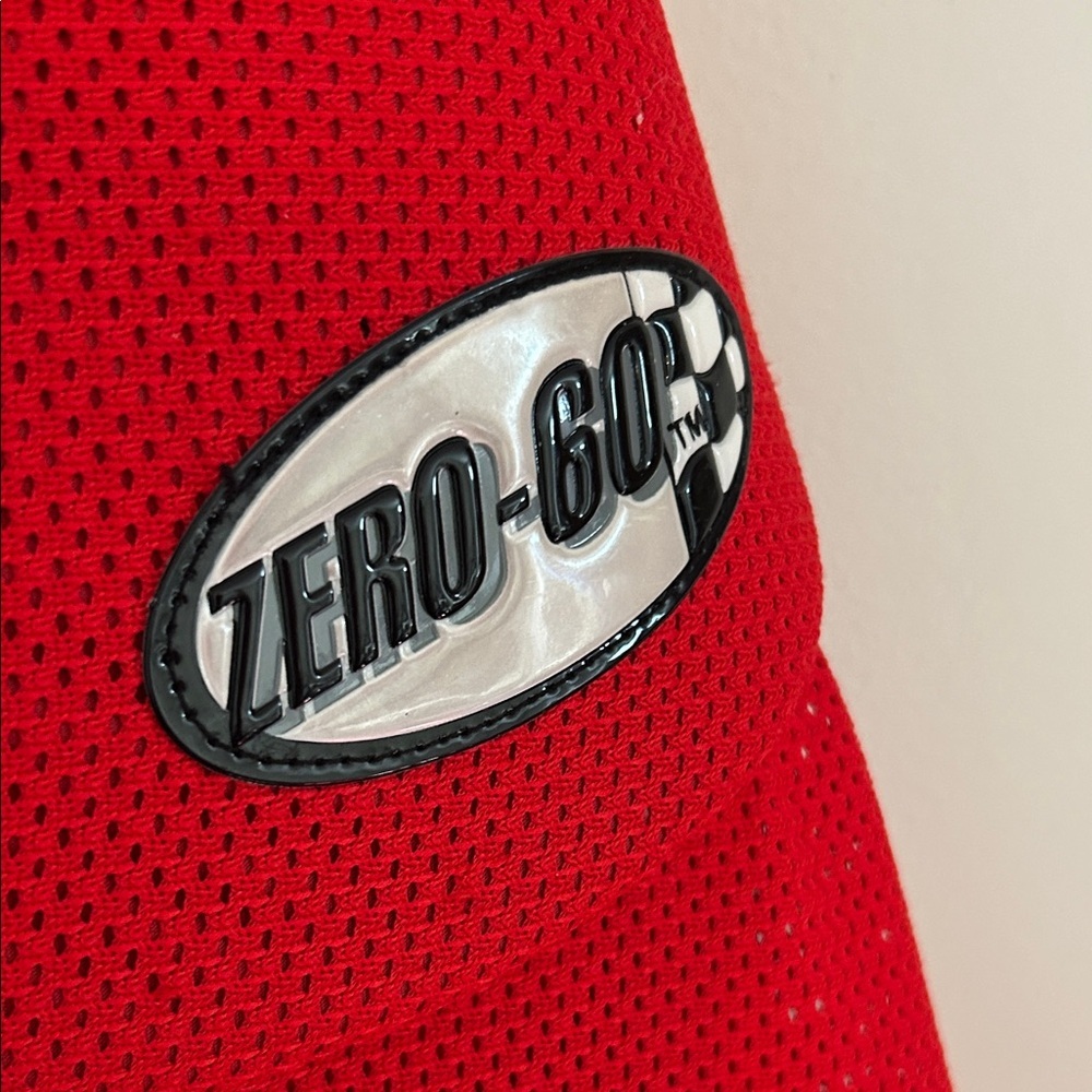 ICON Zero-60 Sport Padded Riding Jacket in Bold Red - Picture 4 of 5